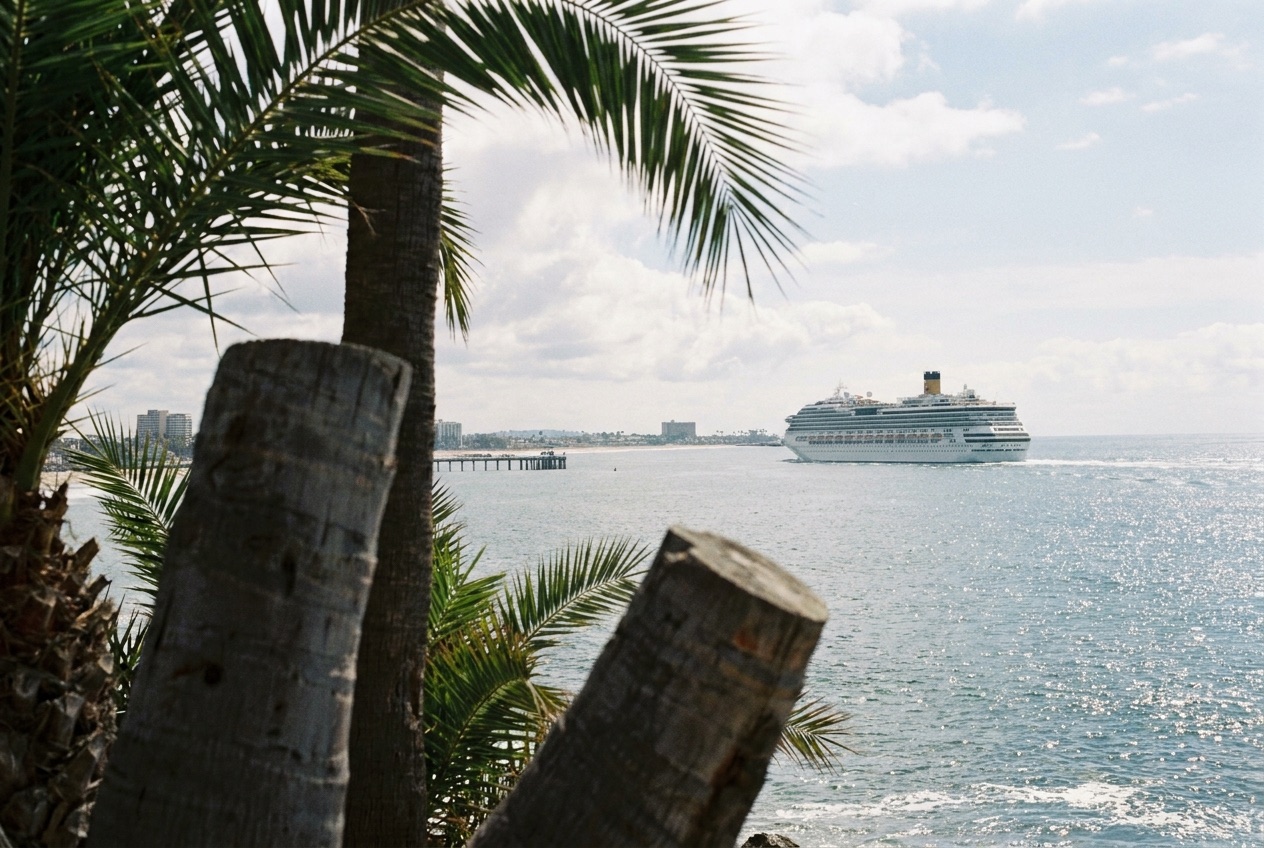 Cruise ship off the Southern California coast near Long Beach